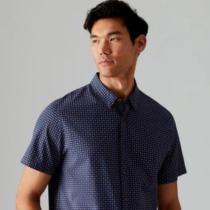 Rhone Men’s Commuter Short Sleeve Button Down Shirt Size L Blue Foulard - NWT